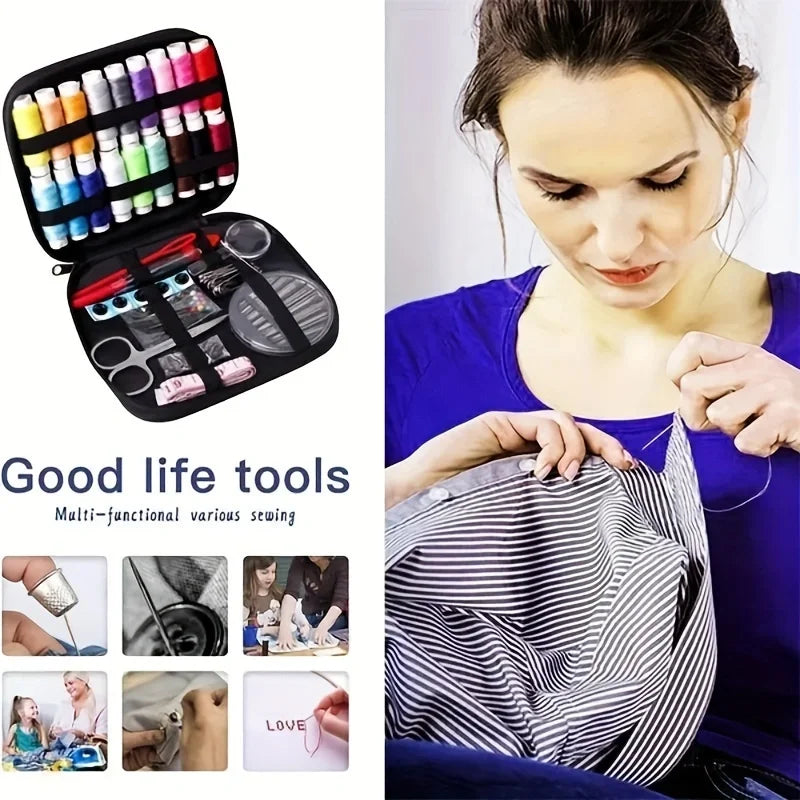 229 Piece Complete Sewing Kit with Threads Needles Scissors Tape Measure Buttons for DIY Handcraft Projects