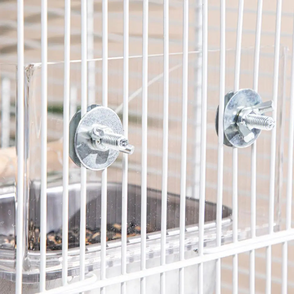 Acrylic Cage Mounted Bird Feeder Large Capacity Anti-spread Bird Food Dispenser Hangable Anti Splashing Parrots Food Container