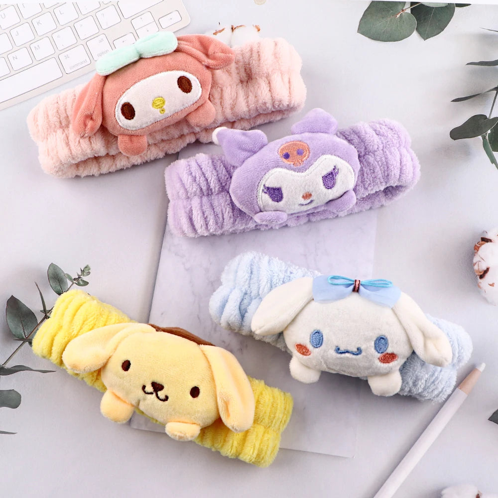 Sweet Cool Villain Character Plush Doll Face Wash Makeup Hairband Kawaii Anime Girls Cute Non Slip Elastic Hair Accessories