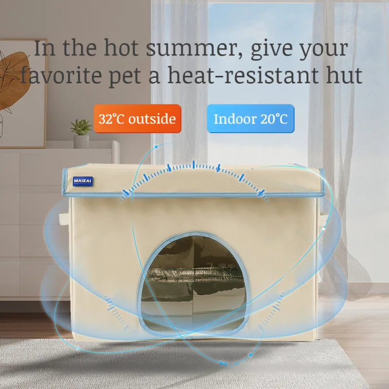 Cooling Pet House Large Capacity Washable Cat Air-conditioned Room Oxford Cloth Bite Resistant Removable Summer Cooler Pets Nest