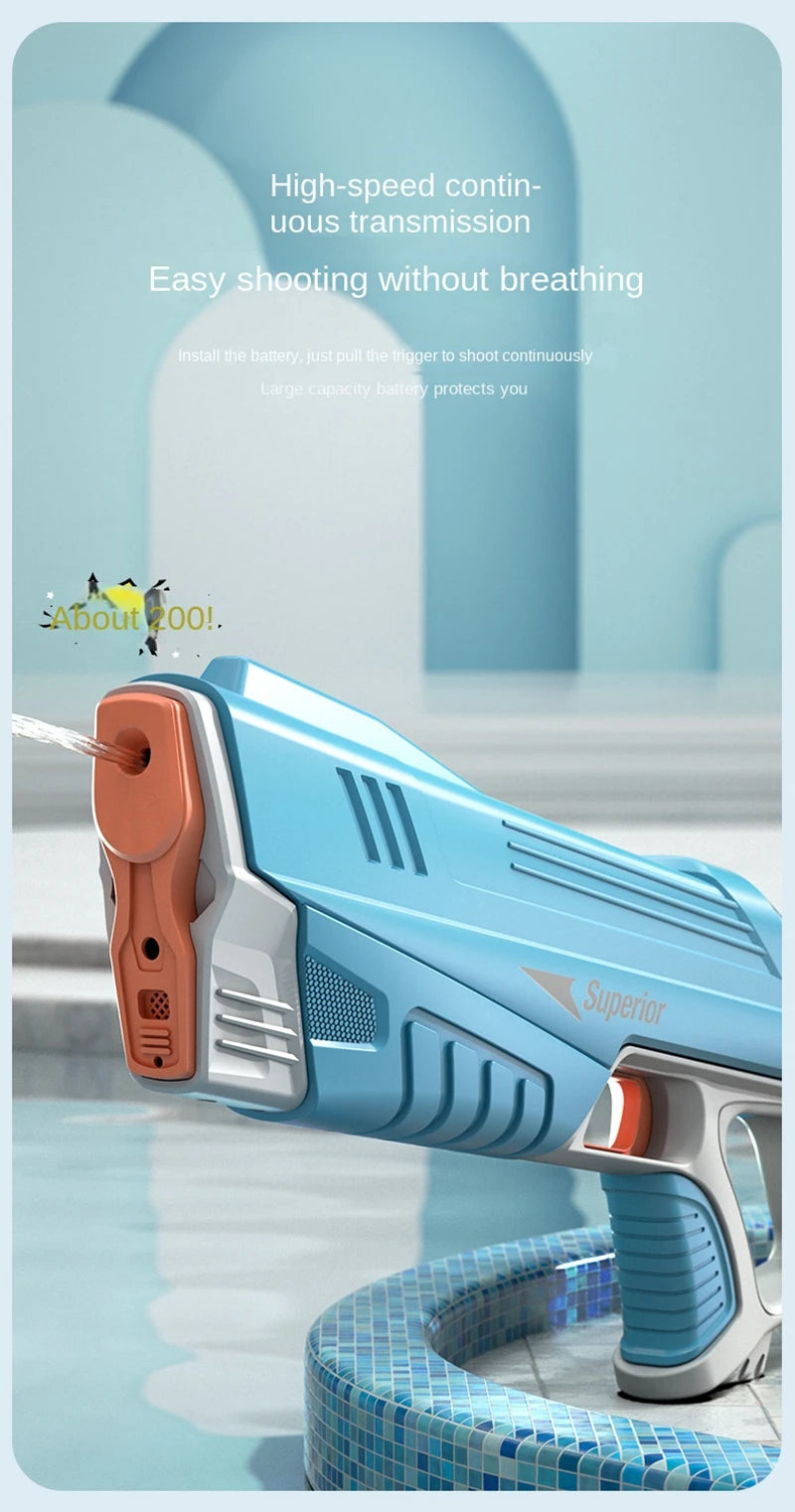 Full Automatic Electric Water Gun 43cm Portable Summer Toy for Kids and Adults Outdoor Water Battles