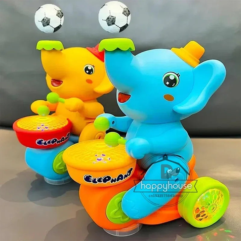 Musical Walking Elephant Drummer Toy for Kids with LED Lights and Sensory Activities Educational Learning Toy