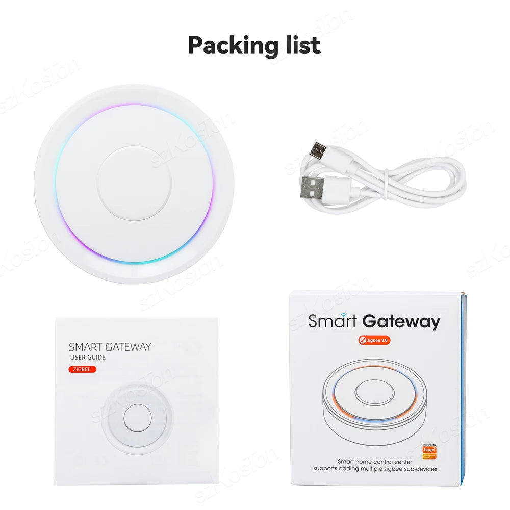 Zigbee Gateway Tuya Smart Home Bridge Zigbee 3.0 Mesh Hub with Network Cable Socket Wired Connection Works With Alexa Google