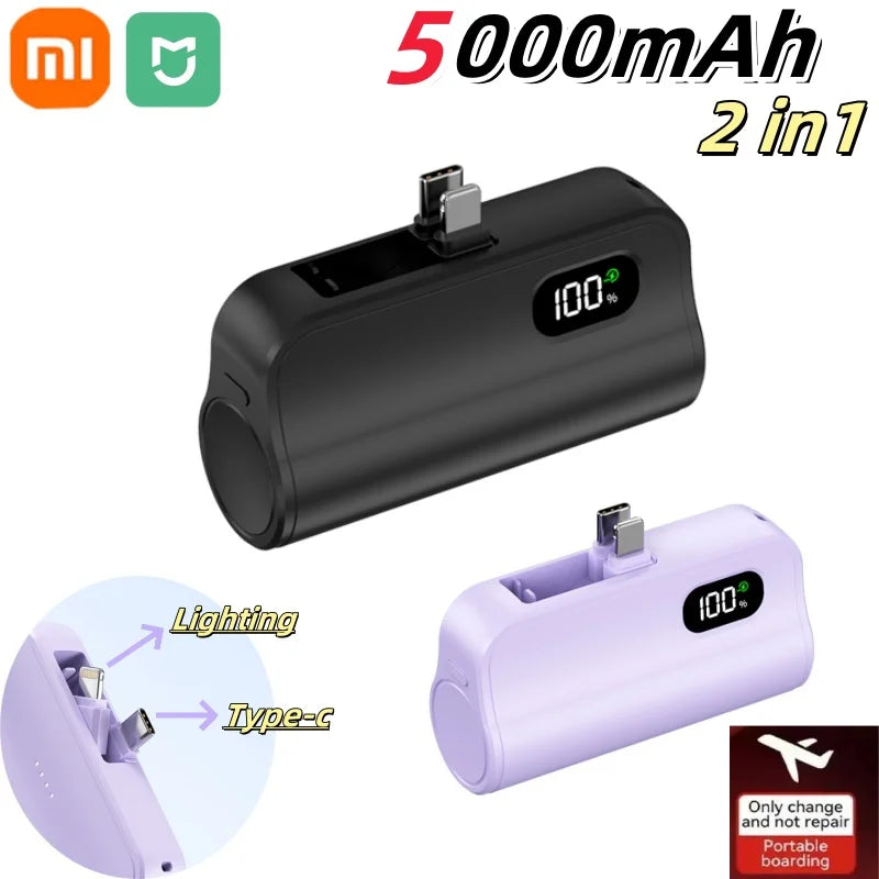 Xiaomi Capsule Power Bank 50000mAh Hidden Type-C Lightning Interface Mobile Power Supply Emergency External Battery Fast Charger