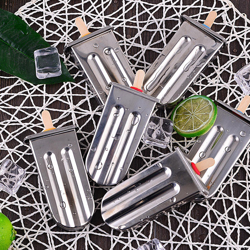 Stainless Steel Popsicle Mold Set – Reusable Ice Lolly Maker with Holder Rack for Homemade Treats