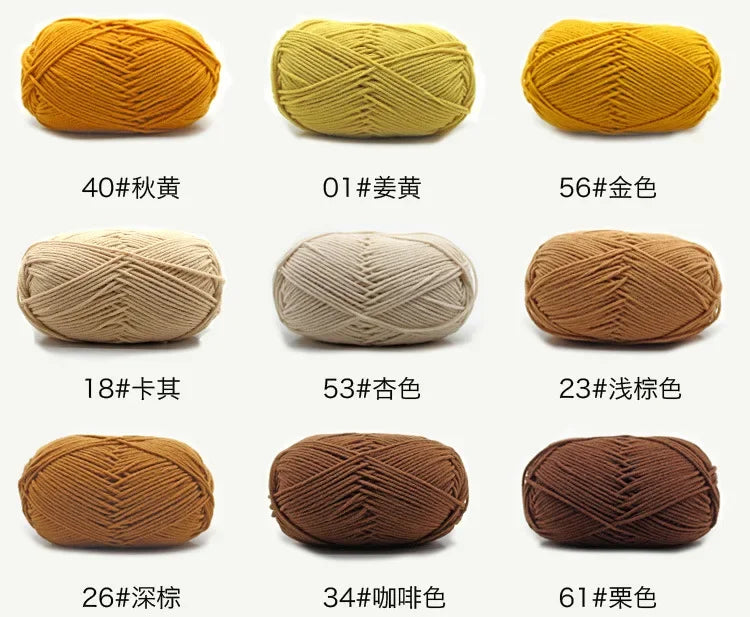 Likeecords 4-Strand Milk Cotton Yarn 60g Soft Baby Yarn for Knitting and Crochet