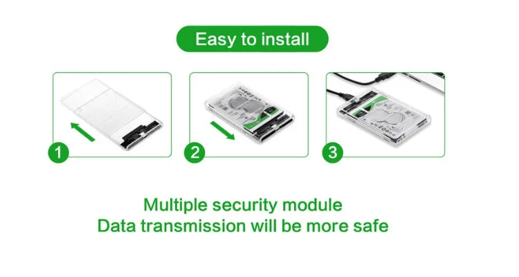 Transparent HDD Case Caddy Box HDD Enclosure 2.5 SSD SATA To USB 3.0 Type-C 3.1 Adapter External Hard Drive Box