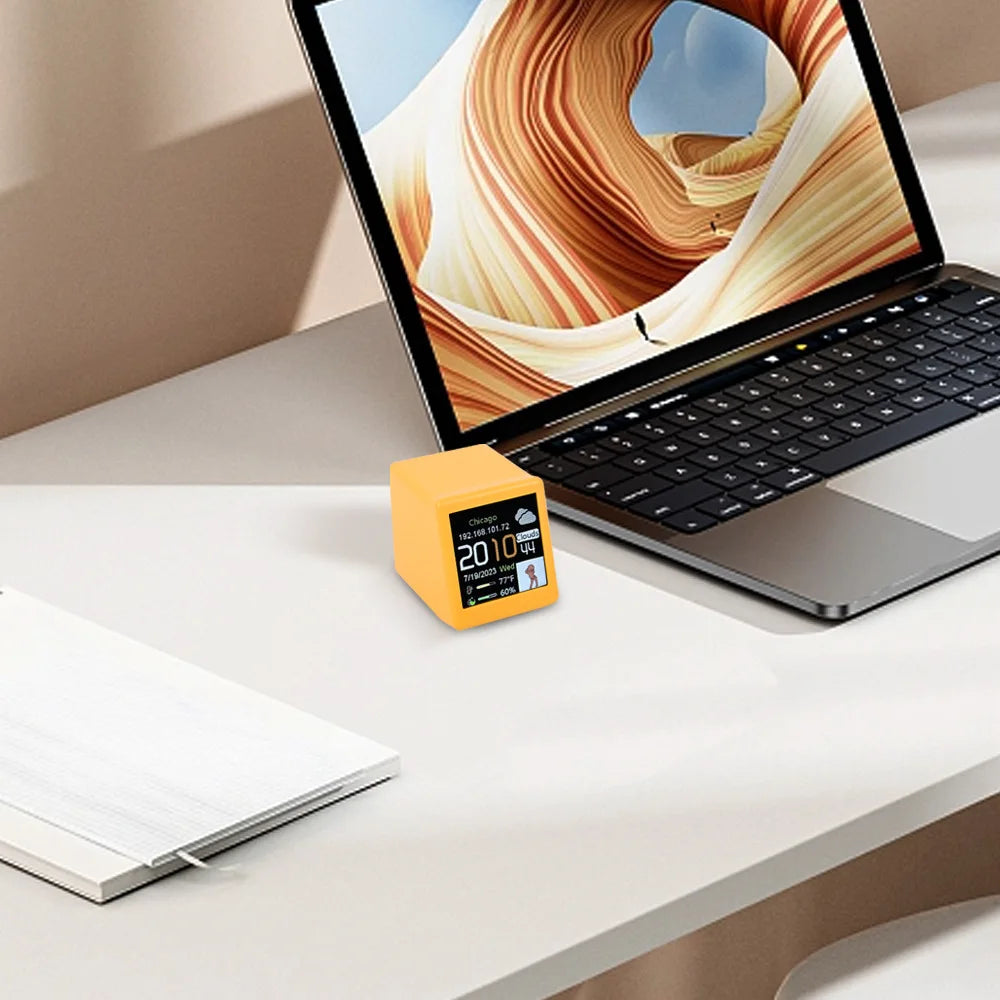 Mini Smart WiFi Weather Station Clock with DIY GIF Animations and Electronic Album for Game Room Decoration