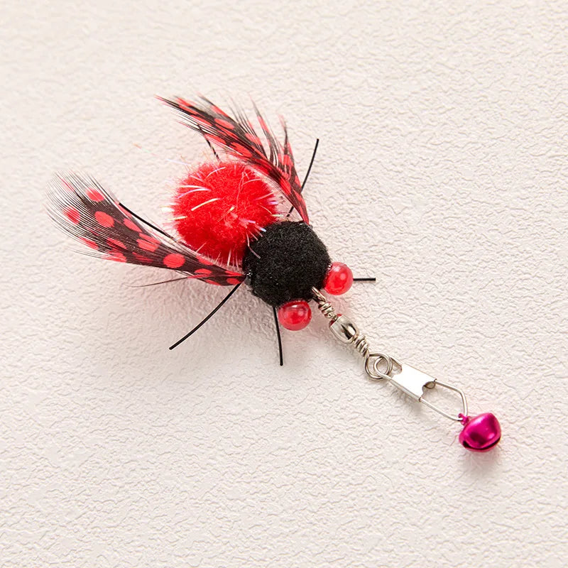 4pcs Simulated Insect Cat Teaser Stick For Changing Heads Cat Toy Interactive Feather Pet Toy