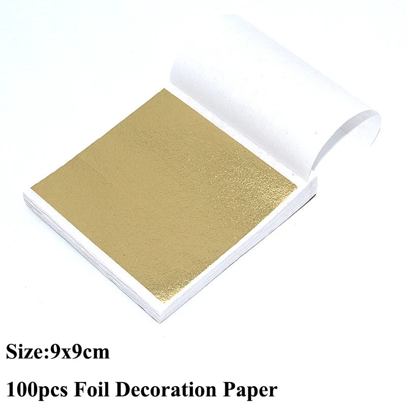 100pcs Imitation Gold Sliver Copper Foil Paper for DIY Crafts