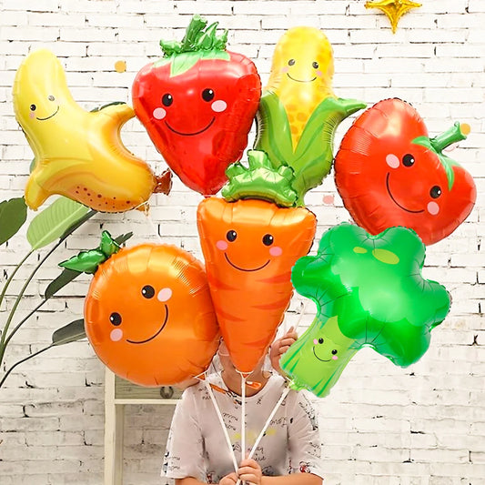 1/7pcs Strawberry Broccoli Corn Banana Tomato Orange Carrot Balloons Suitable for Birthday, Baptism, Summer Party, Fruit Theme