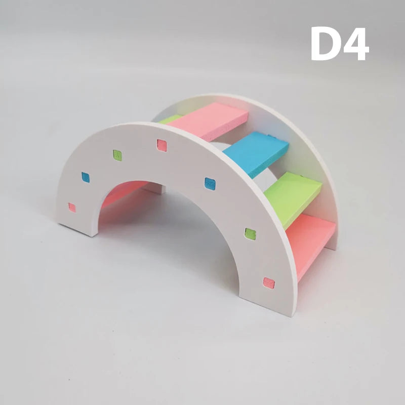1PC Hamster Toys Wooden Rainbow Bridge Nest Seesaw Swing Toys Small Animal Activity Climb Toy DIY Hamster Cage Pet Supplies