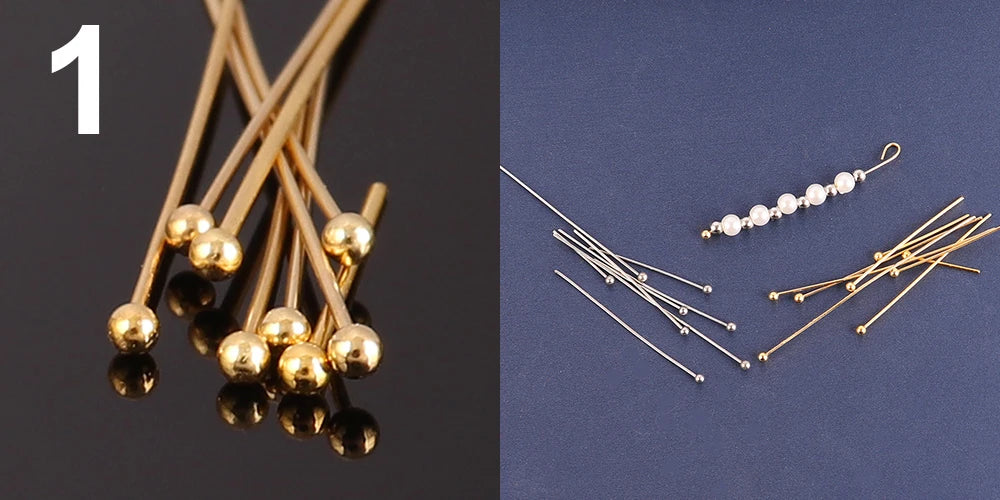 100pcs 15-50MM Stainless Steel Flat Head Eye Pins for Jewelry Making