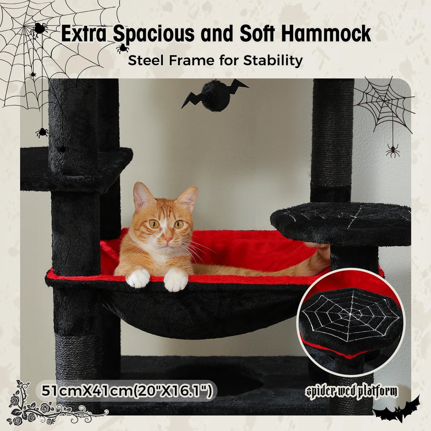 184cm Large Cat Tree and Tower for Indoor Cats With Scratching Posts and Spacious Hammocks