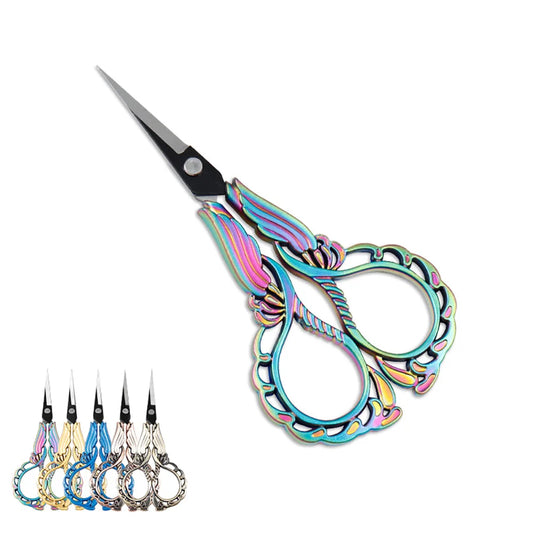 Vintage Stainless Steel Scissors DIY Fabric Shears Tailor Scissors Craft Stainless Steel Plum Blossom Pattern Shear Sewing Tool