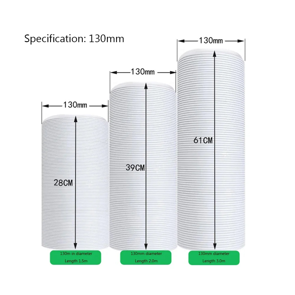 Tubo de ventilación de 130/150 mm, tubo flexible universal, manguera de ventilación de aire, conducto de escape de aire acondicionado, sistema de ventilación de 1,5/2 m