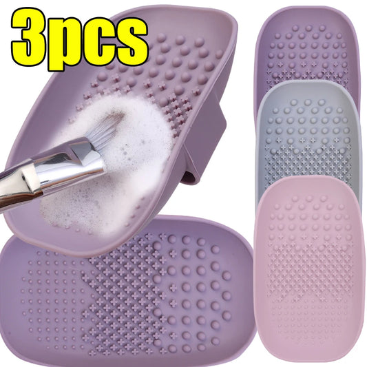 Makeup Brush Cleaner Bowl Soft Silicone Eyeshadow Brushes Powder Puff Washing Washboard Round Corner Cleaning Scrubber Box Tool