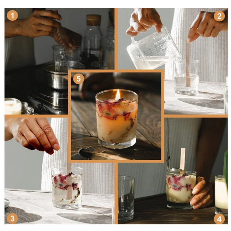 30pcs Wooden Candle Wicks Set with Clip Base for DIY Candle Making