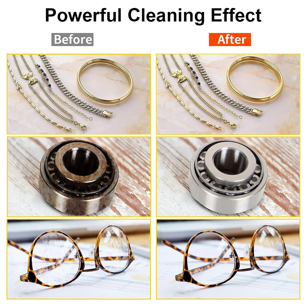 Ultrasonic Jewelry and Glasses Cleaner 40KHZ High Frequency Washing Bath with Powerful 35W Transducer for Deep Cleaning