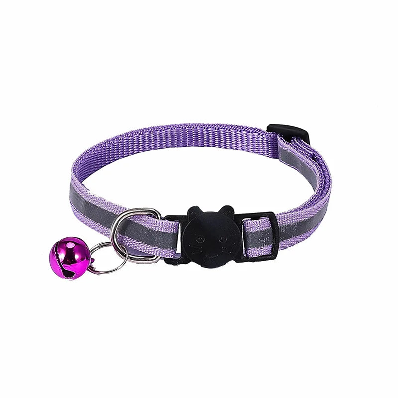 Reflective Breakaway Cat Collar Neck Ring Necklace Newborn Puppy Dog ID Collar Colorful Bell Collar for Cats Pet Kitten Products