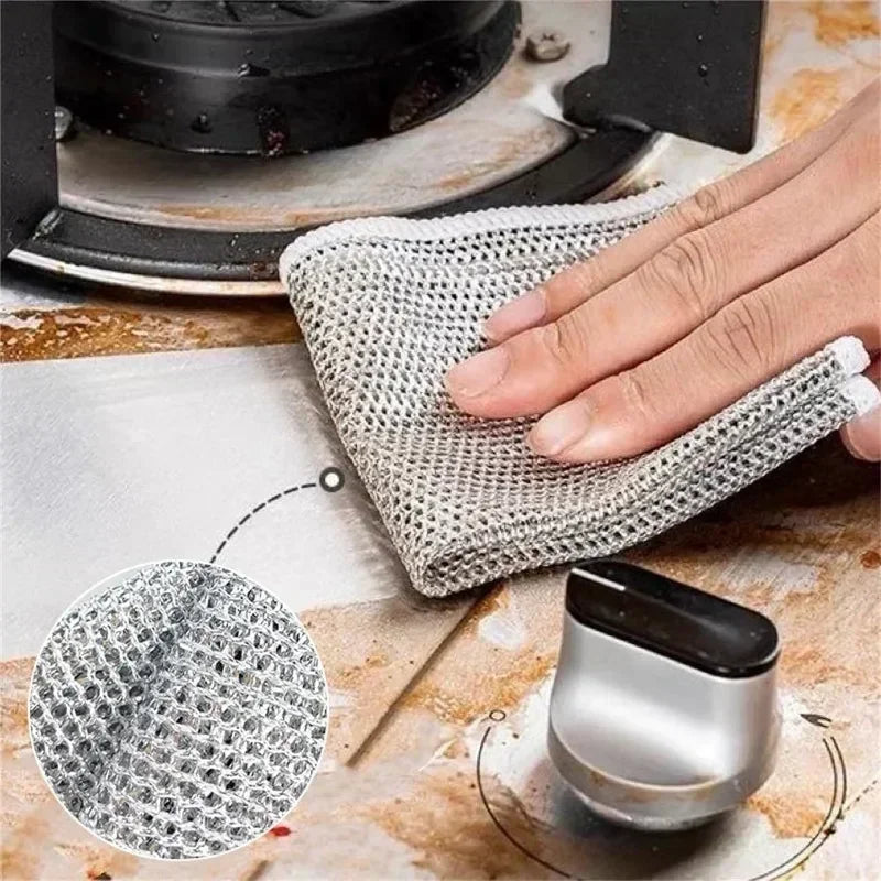 Double Layer Steel Wire Cleaning Cloths for Home and Kitchen Durable Metal Rags and Dishcloths for Efficient Washing and Cleaning