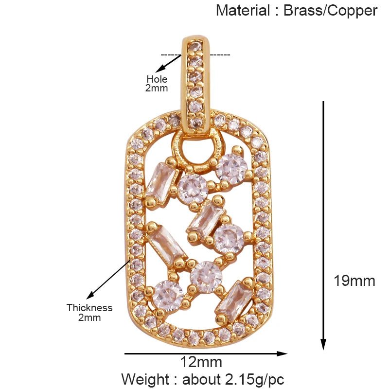 Cowboy Hat Boots Charm Pendant Zirconia 18K Gold Necklace