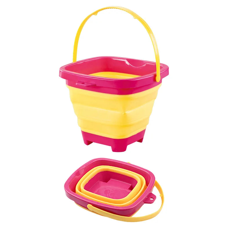 Children's Foldable Beach Bucket Sand Toy Portable Telescopic Water Game for Outdoor Fun