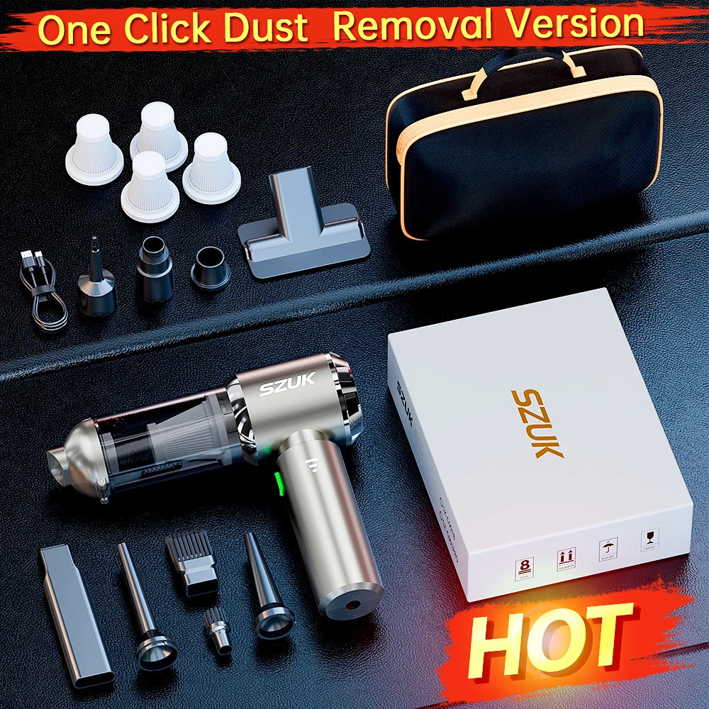 SZUK C012MAX Wireless Portable Car Vacuum Cleaner with Strong Suction Mini Handheld Design for Home and Vehicle Use