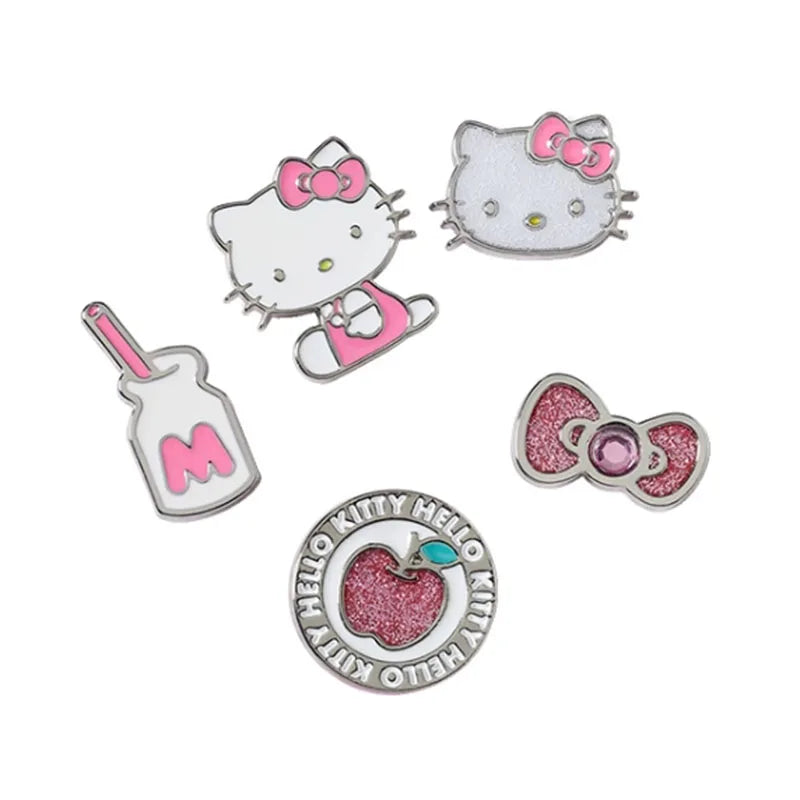 5pcs/set Metal Buckle Sanrio Hello Kitty Shoe Charms Set Cute Detachable Decorations for Clogs & Sandals Accessories for Women