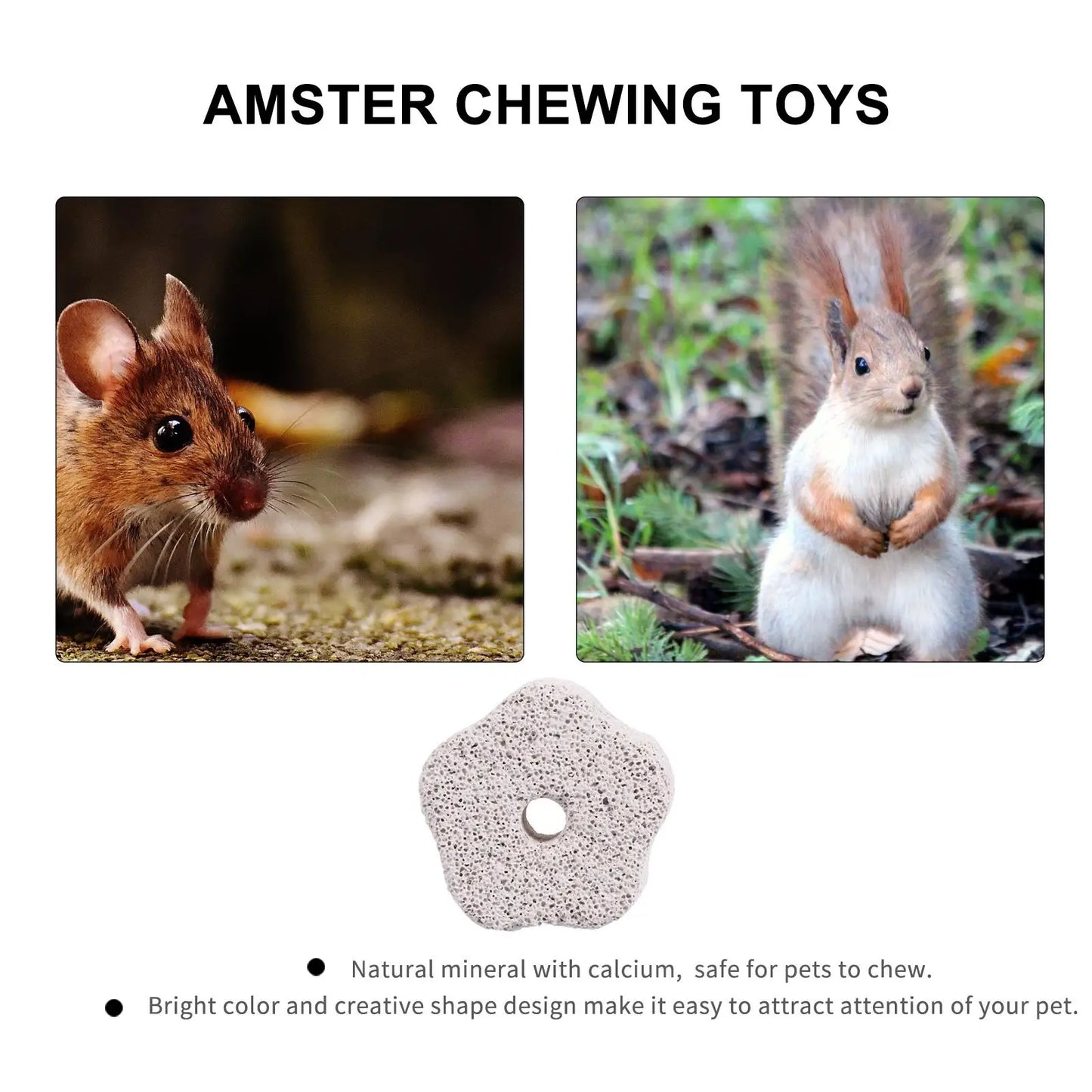 12 Pcs Molar Stone Pet Chew Toys Volcanic Rock Teeth Grinder for Hamster Rabbit Mineral 4x2cm Safe Chew Bright Color Creative