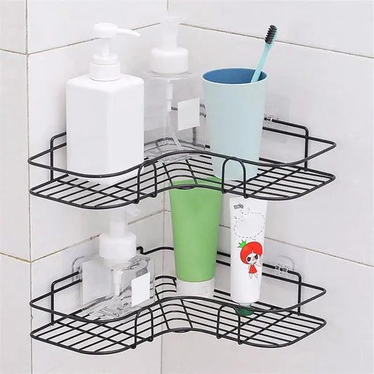 Estante de almacenamiento triangular de hierro para cocina y baño, estante de almacenamiento de esquina engrosado Love, estante de almacenamiento duradero