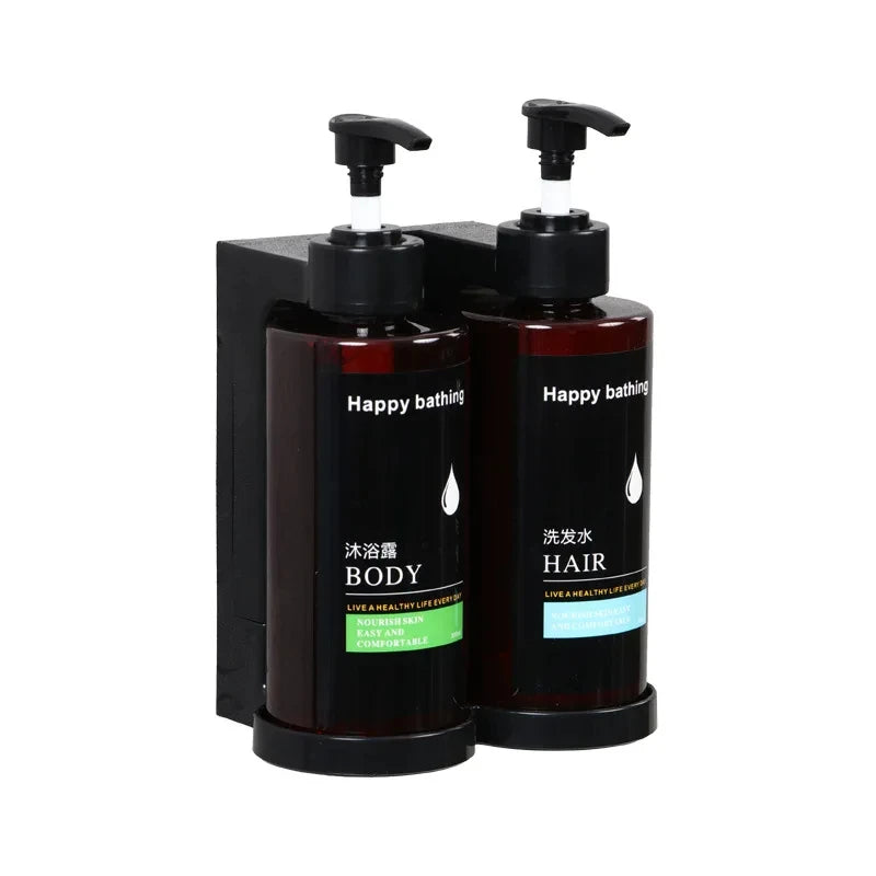 Wall Mounted Hotel Shampoo and Shower Gel Dispenser with Hand Sanitizer Box and Manual Soap Dispenser