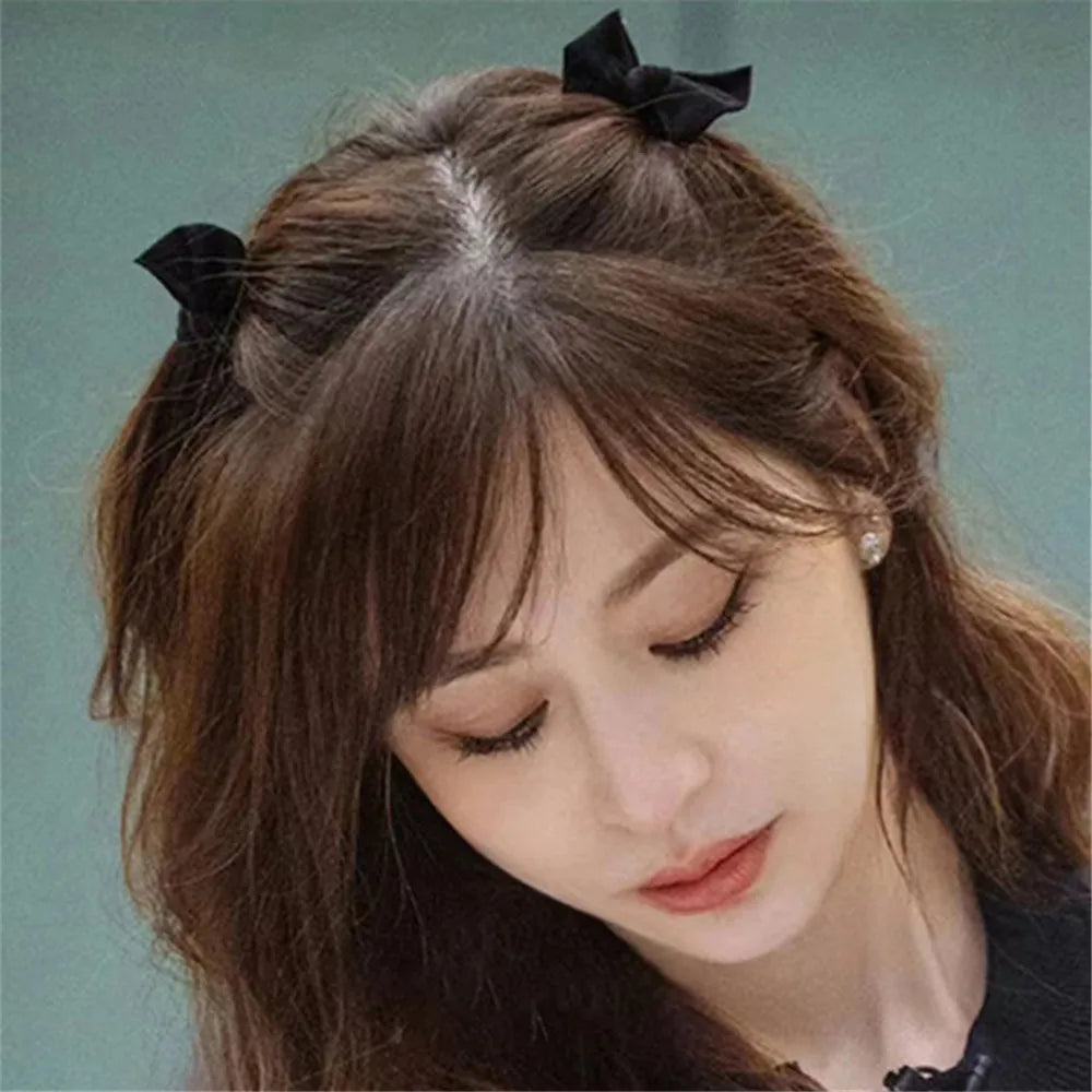 2pcs Black Velvet Bow Side Bangs Hairpin For Women Princess Head Grab Hair Claws Headdress Hair Clips Girl's Hair Accessories