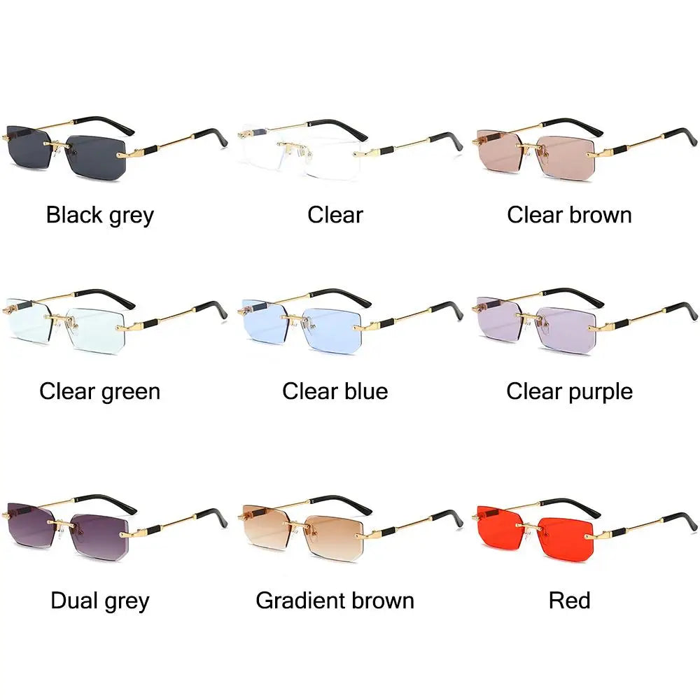 Rimless Sunglasses for Women & Men, UV400 Retro Frameless Shades