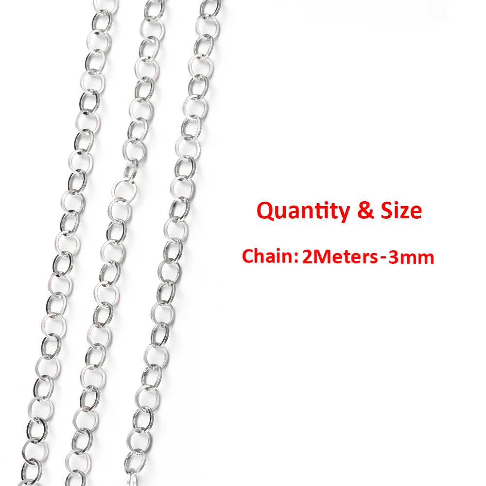 2 Meters/1 Meter High Quality Gold Color Stainless Steel Chain for DIY Jewelry Making