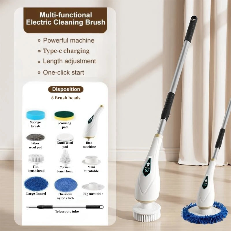 Xiaomi 8 in 1 Electric Cleaning Brush Multifunctional Portable Household Tool with LED Display for Kitchen and Bathroom Cleaning