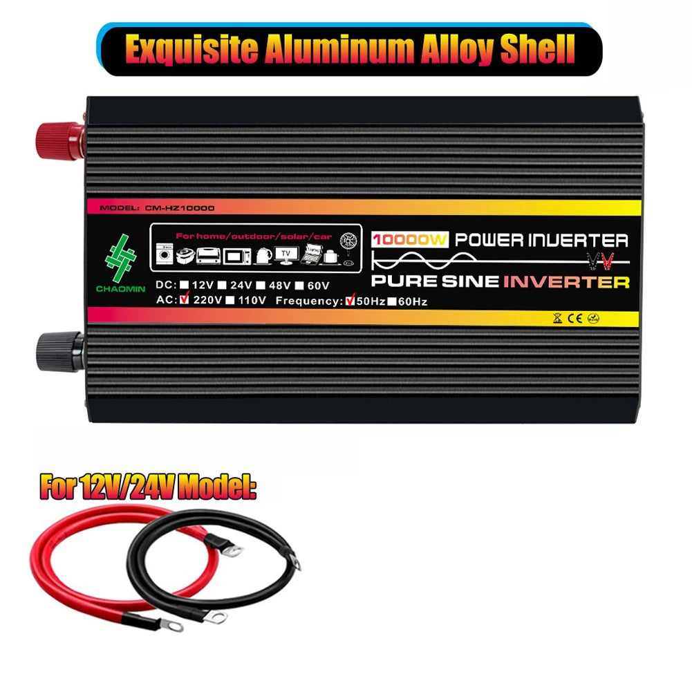 10000W/12000W Car Inverter LCD Display Pure Sine Wave Inverter DC 12V to AC 220V