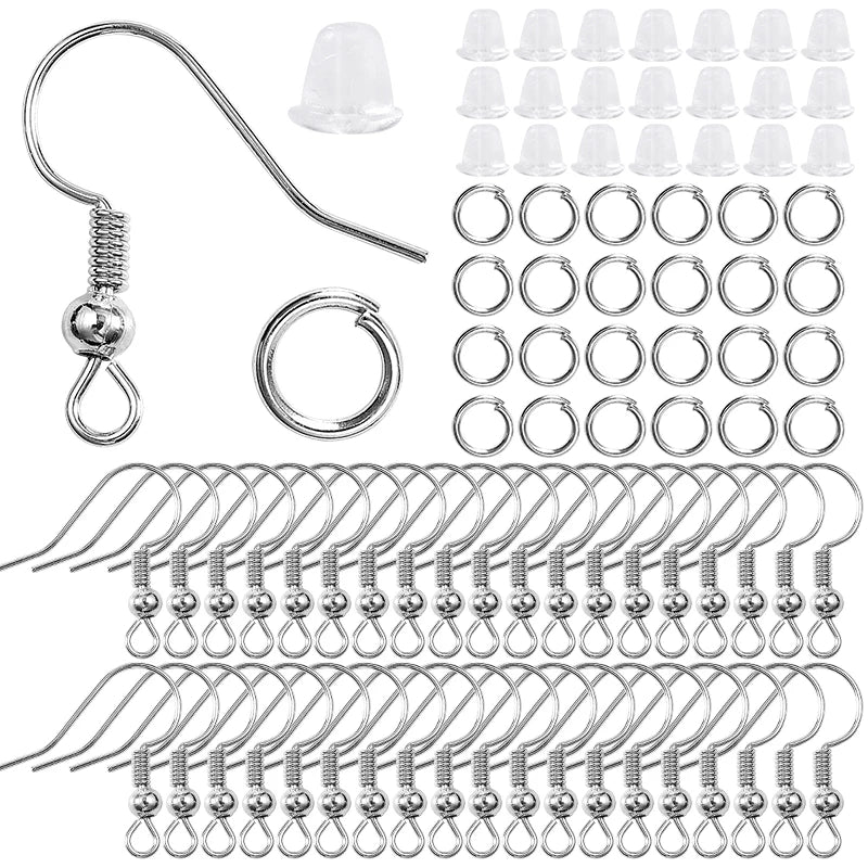 300Pcs Earrings Set Hypoallergenic Hooks Rubber Backs for Jewelry Making