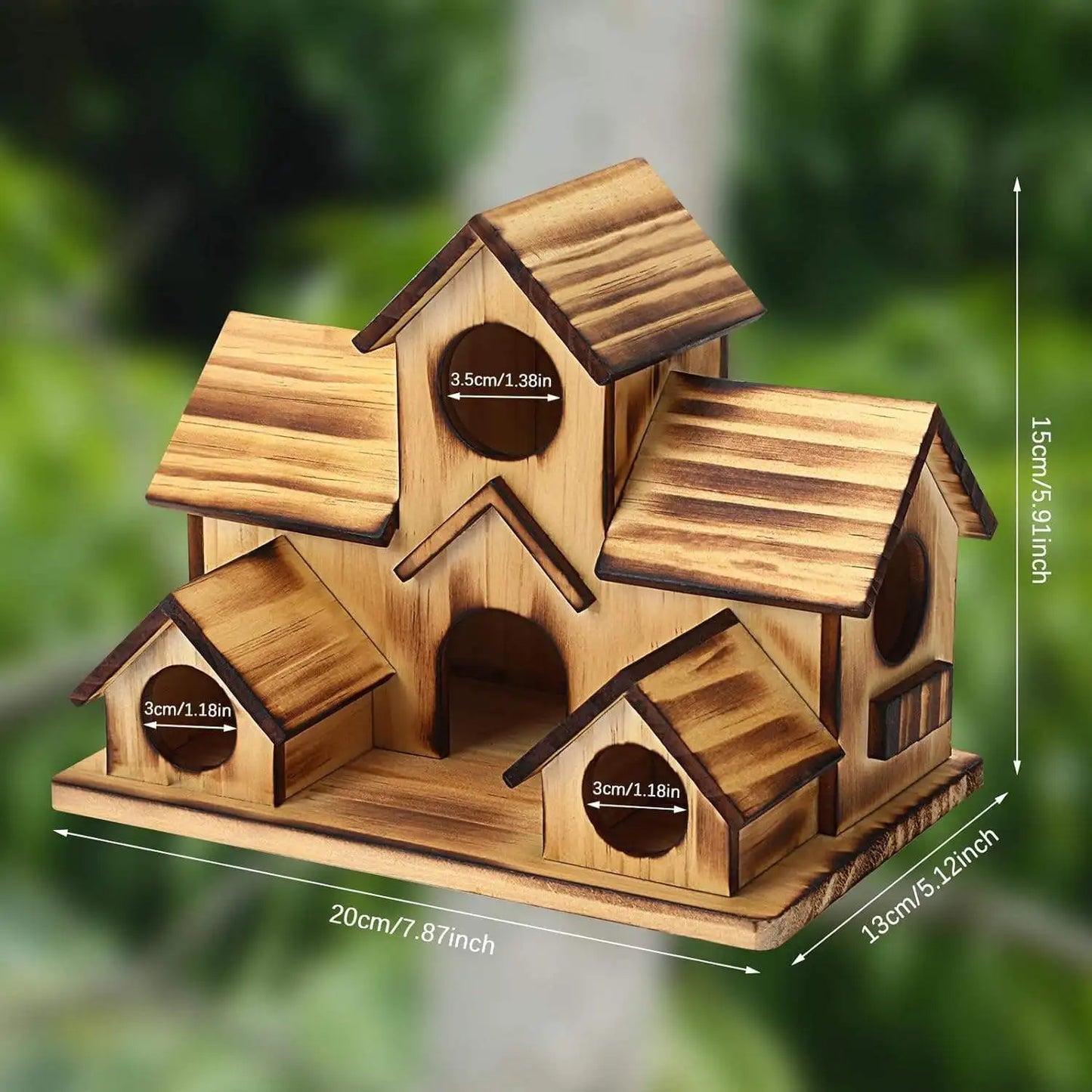 Rustic Bird House Natural Wood Garden Outdoor Hanging Feeder Villa Nest Handmade Waterproof Decoration for Wild Birds Habitat