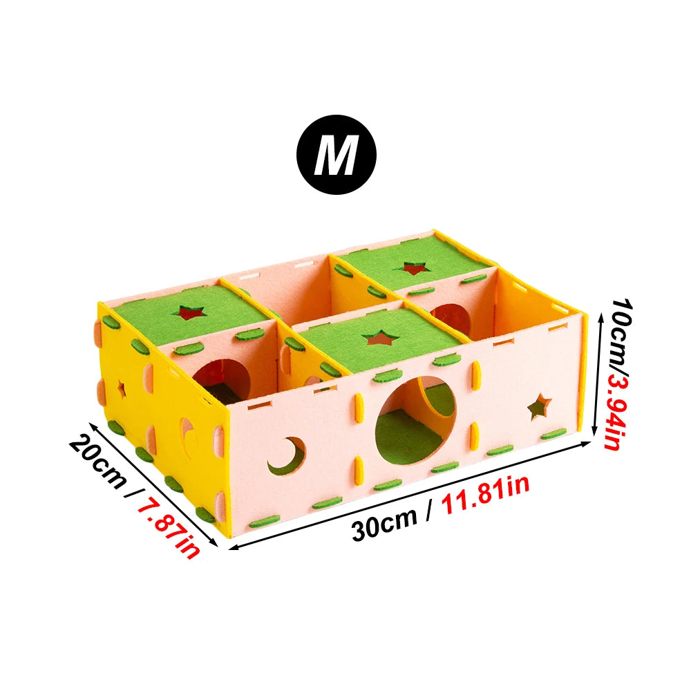 1PC Removable Felt Maze Hide Nest Toy Hamster Tunnel House for Small Animal Sugar Glider Hamster Golden Bear Indoor Pet Supplies