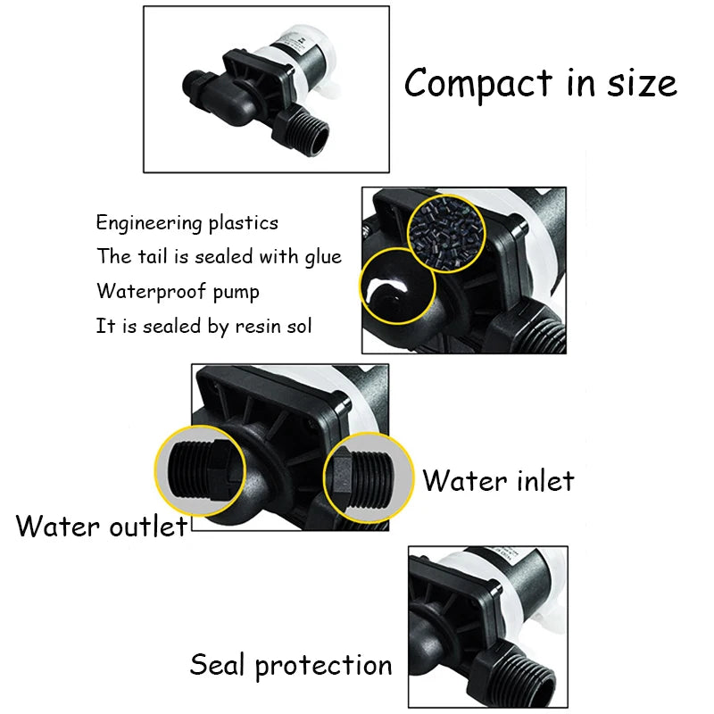 Bomba de agua sin escobillas multifuncional de 12 V y 24 V CC, bomba de refuerzo de CC, bomba de circulación de aire caliente refrigerada por agua, 1/2" DN15