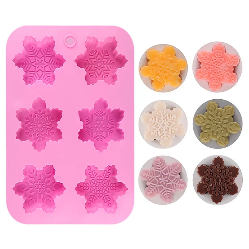 3D Christmas Snowflake Silicone Candle Molds for DIY Soap and Cake Decor