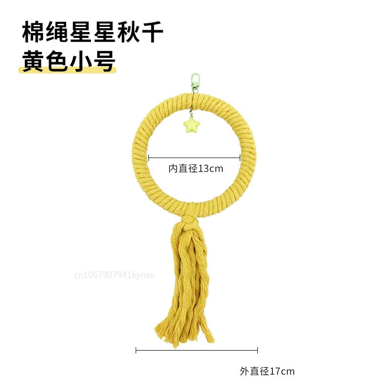 Colorful Parrot Cotton Rope Hanging Braided Budgie Bird Cage Cockatiel Toy Pet Stand Accessories Ladder Swing Supplies