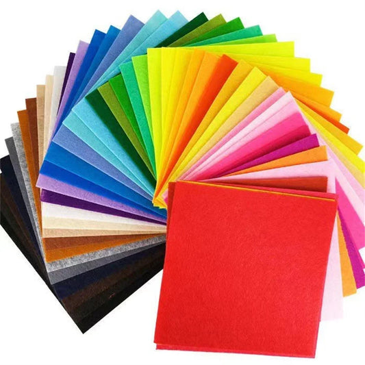 40Pcs 15x15cm Soft Felt Fabric Sheets Assorted Colors for Patchwork Sewing and DIY Crafts Nonwoven 1mm Thick