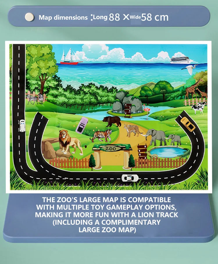 Lion Theme Car Track Set for Kids Educational Racing Toys with Diecast Cars Colorful Fun for Birthdays and Holidays