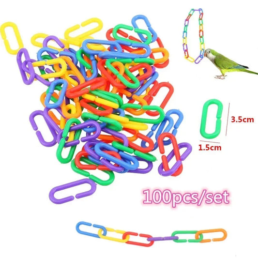 100Pcs/set parrot chewing plastic toys