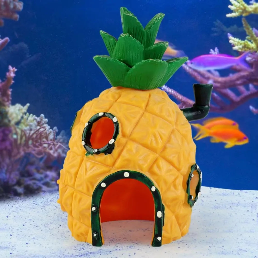 Cute Aquarium Resin Decoration Castle Pineapple Dining Room Dodge House Aquarium Small Ornament Fish Tank Accessories Decoration
