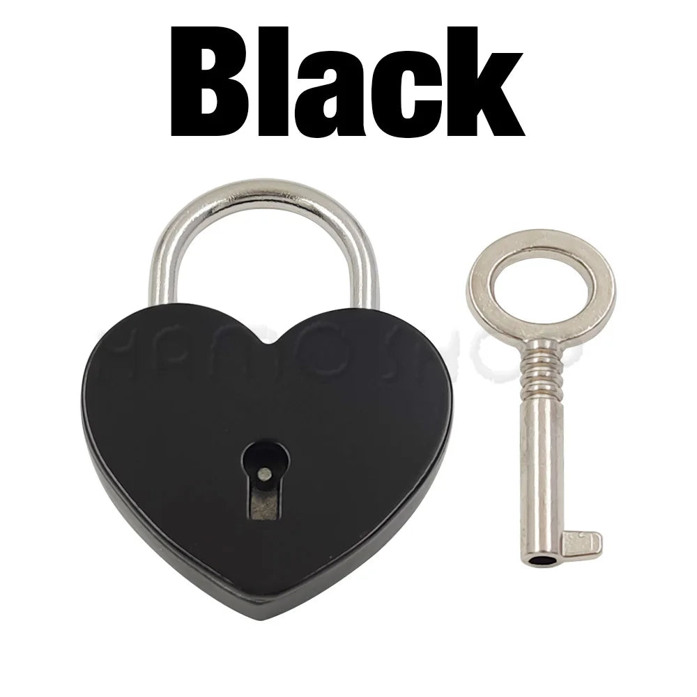 1pcs Metal Heart Shape Vintage Mini Archaize Padlock Bag Suitcase Luggage Box Key Lock With Key Hardware Strap Accessories