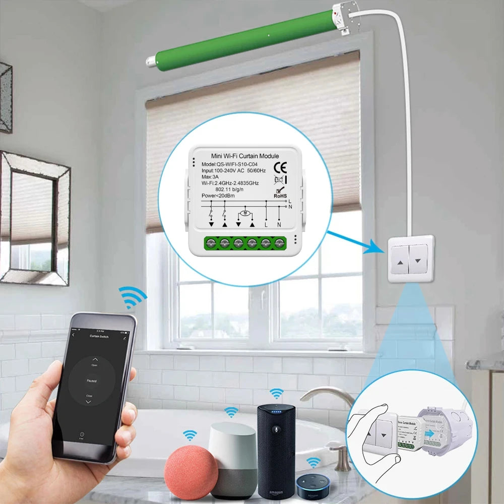 Módulo de cortina inteligente Tuya WiFi ZigBee, persianas enrollables, motor eléctrico, interruptor de cortina inteligente, funciona con Alexa y Google Home