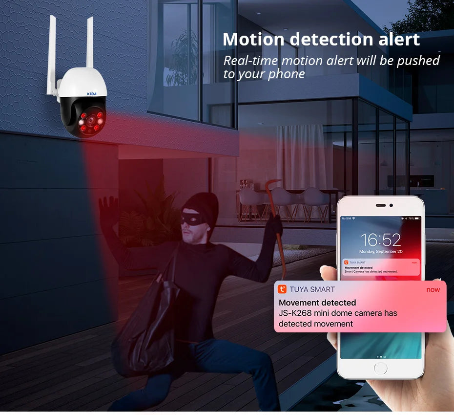 KERUI 4K PTZ WiFi IP Wireless Camera with Dual Lens 10MP 5K Video Surveillance for Outdoor Home Security